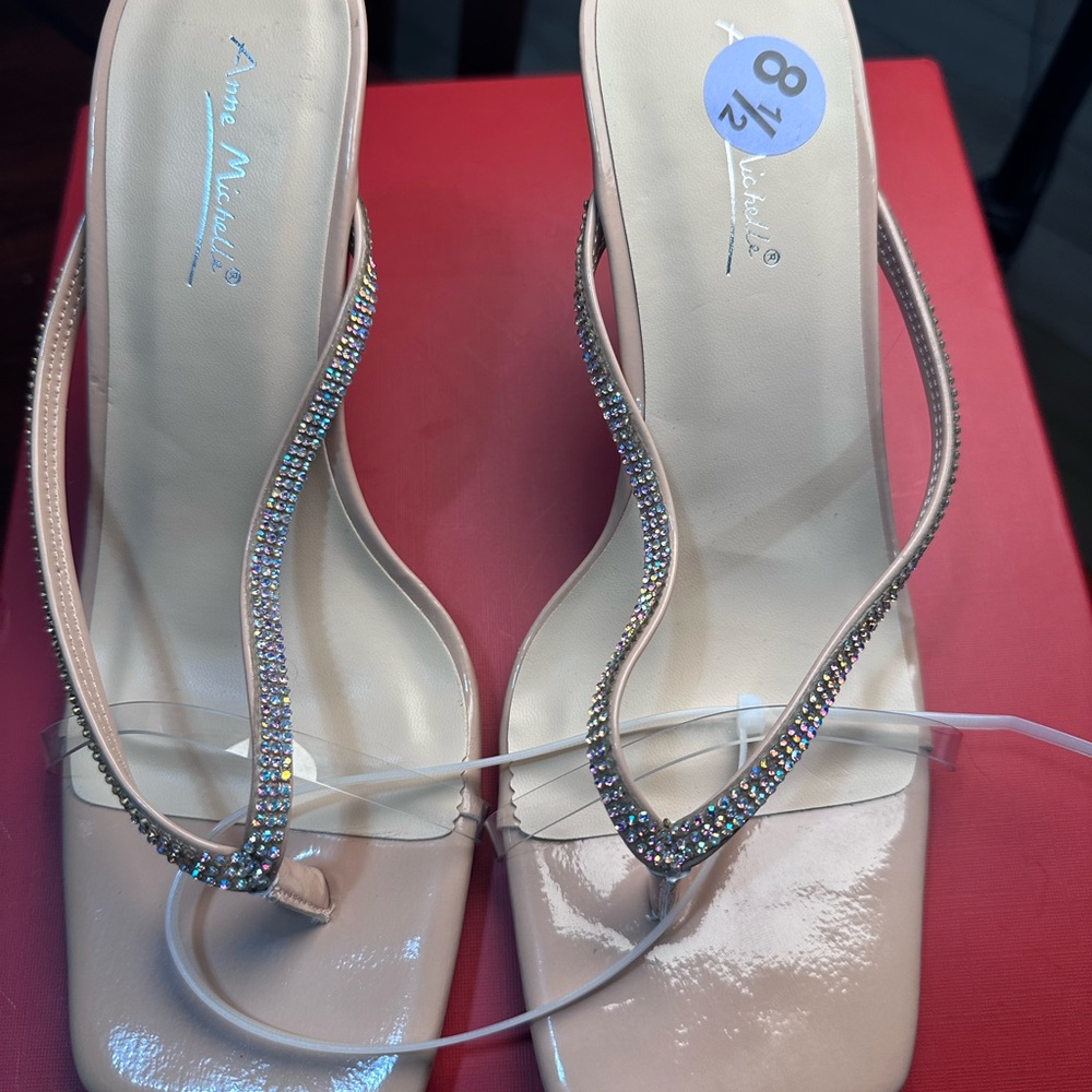 Anne Michelle Blush Rhinestone Heels